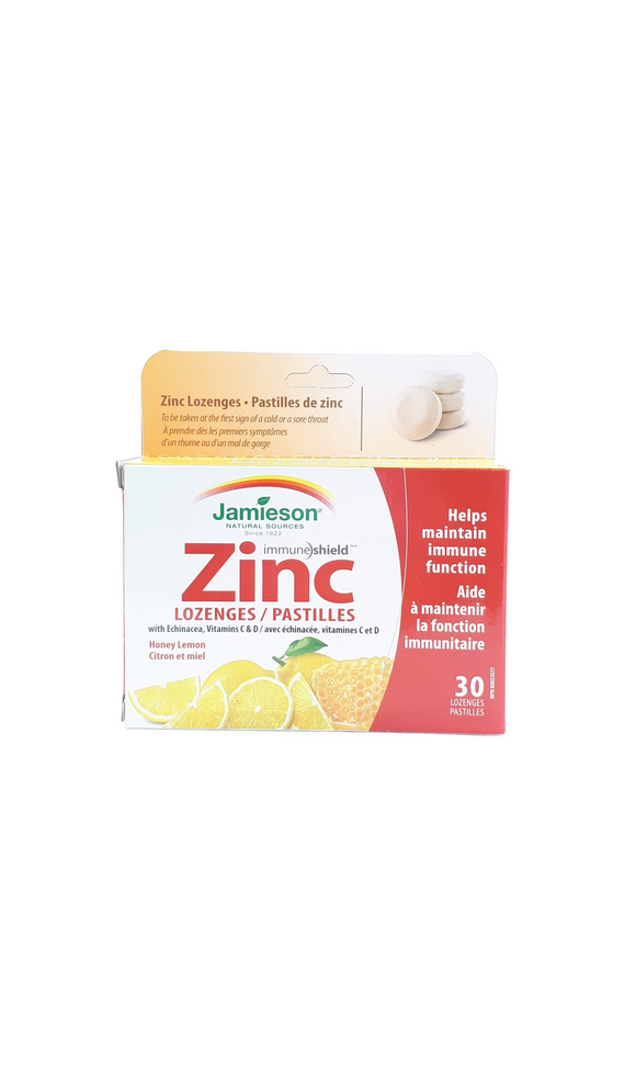 Jamieson Zinc Lozenges, Honey Lemon, 30 lozenges - Green Valley Pharmacy Ottawa Canada