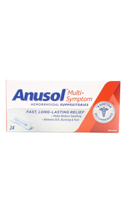 Anusol Multi-Symptom Suppositores, 24 suppositories - Green Valley Pharmacy Ottawa Canada